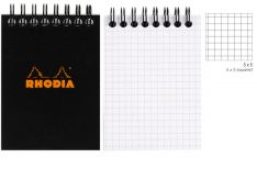 Rhodia Notepad con Spirale Alta - Quadretto - Black Orange