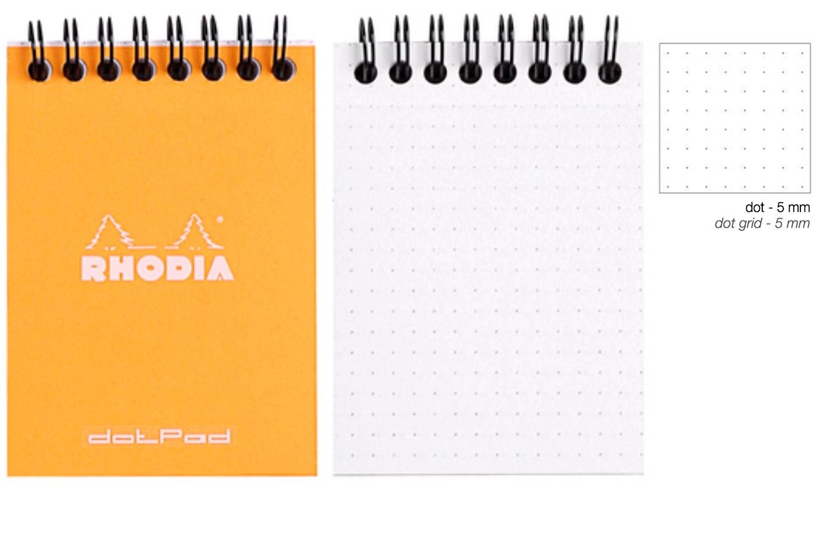 Rhodia Notepad con Spirale Alta - Puntinato - Black Orange