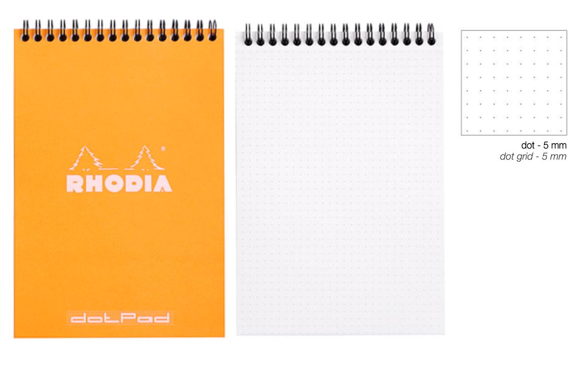 Rhodia Notepad con Spirale Alta - Puntinato - Black Orange