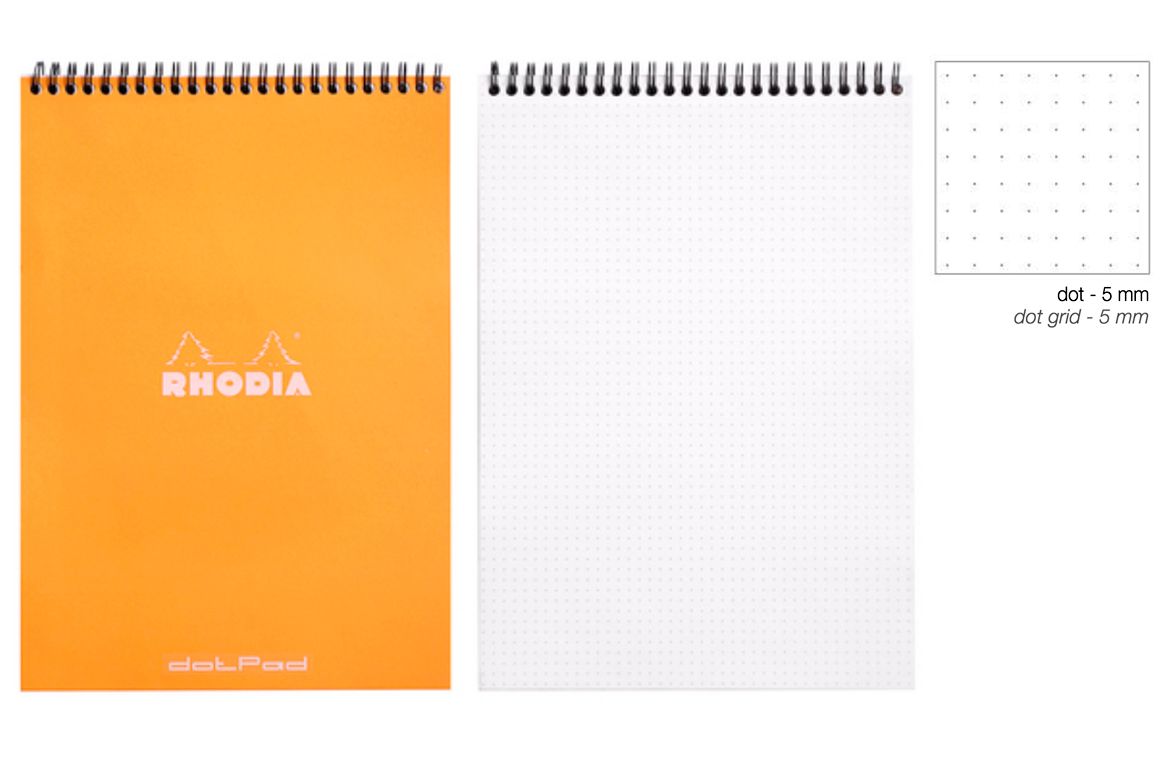 Rhodia Notepad con Spirale Alta - Puntinato - Black Orange