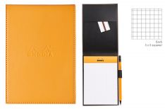 Rhodia Porta Blocco in similpelle con notepad Quadretto - Orange Black