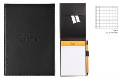 Rhodia Porta Blocco in similpelle con notepad Quadretto - Orange Black