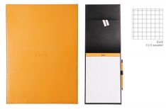 Rhodia Porta Blocco in similpelle con notepad Quadretto - Orange Black