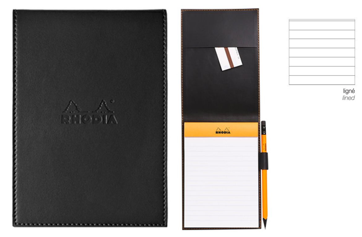 Rhodia Porta Blocco in similpelle con notepad Rigo - Orange Black