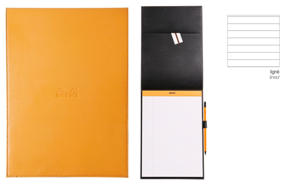 Rhodia Porta Blocco in similpelle con notepad Rigo - Orange Black